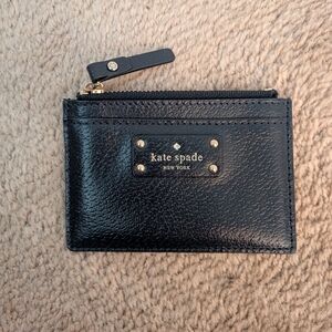 Kate Spade Navy Leather Zip Card Holder